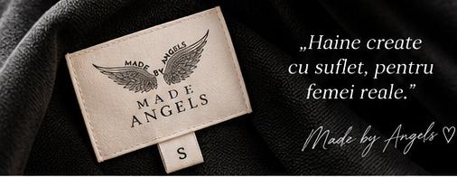 Detaliu material și etichetă Made by Angels